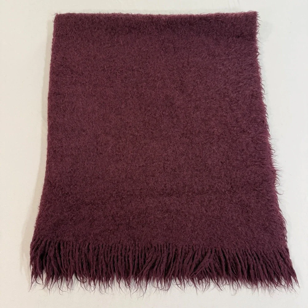 Noble Excellence Alpaca Wool Throw Blanket Burgundy Fringe Made in Peru 46x56